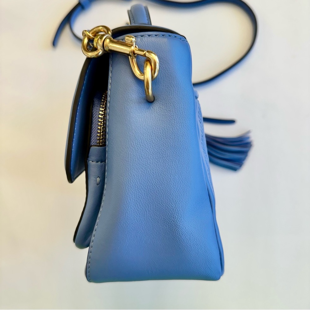 Tory Burch Fleming periwinkle small leather convertible crossbody bag lotus blue - Picture 7 of 16